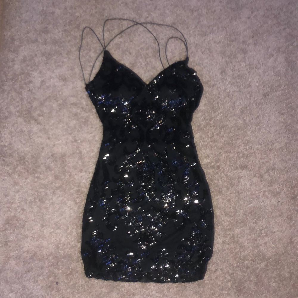Windsor Black Sequin Tight Mini Dress